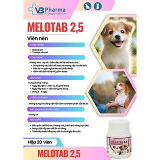 Thuốc viên giảm đau kháng viêm trị nhiễm khuẩn cho chó mèo gà gia súc gia cầm lọ 20 viên VB Pharma