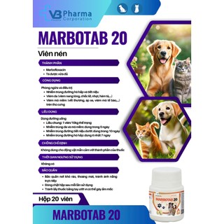 Thuốc viên giảm đau kháng viêm trị nhiễm khuẩn cho chó mèo gà gia súc gia cầm lọ 20 viên VB Pharma