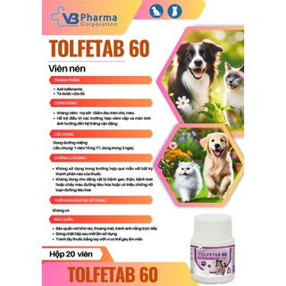 Thuốc viên giảm đau kháng viêm trị nhiễm khuẩn cho chó mèo gà gia súc gia cầm lọ 20 viên VB Pharma