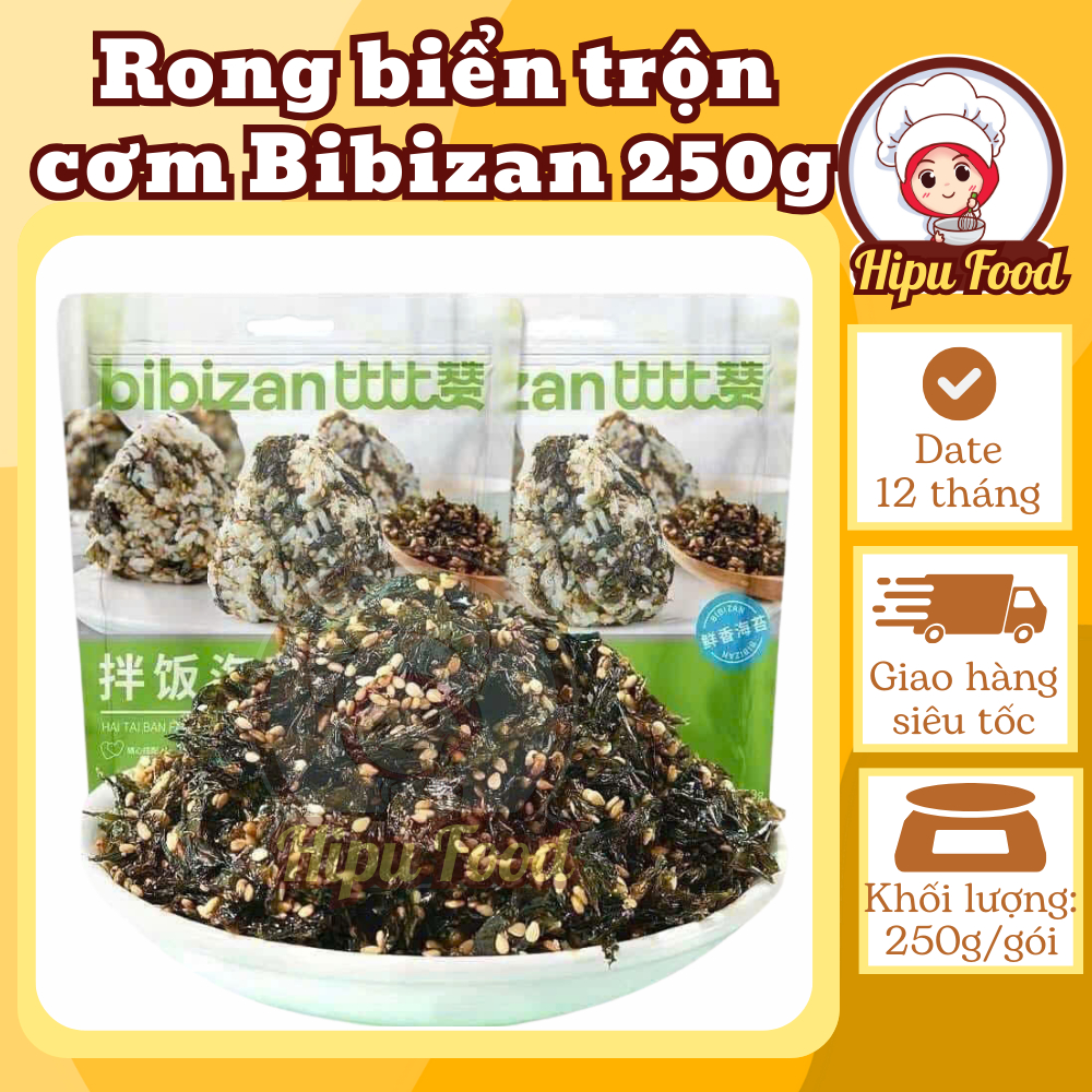 Rong biển trộn cơm Bibizan, rong biển ăn liền đóng túi zip gói 250g ...