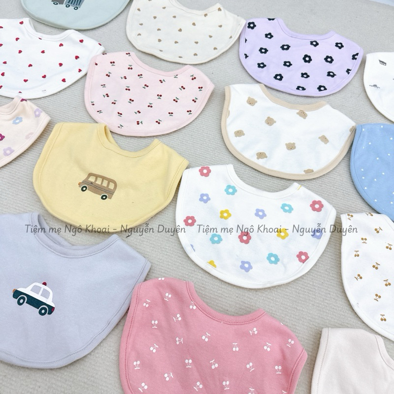 [MD193] 0-2 tuổi Yếm đeo cổ xuất Nhật 2 lớp cotton cho bé giúp giữ ấm, làm đẹp dùng trong ăn dặm