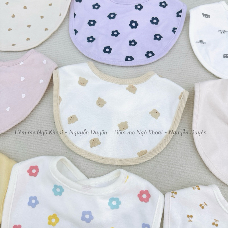 [MD193] 0-2 tuổi Yếm đeo cổ xuất Nhật 2 lớp cotton cho bé giúp giữ ấm, làm đẹp dùng trong ăn dặm