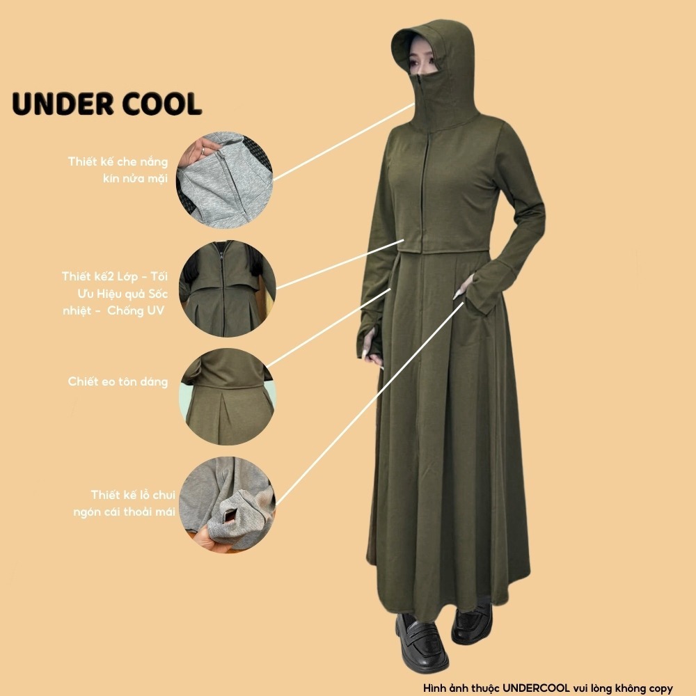 Áo Chống Nắng Toàn Thân Ngực 2 lớp UNDERCOOL Nỉ Cotton Cao Cấp Vải Umi Cotton Co Dãn ACN06
