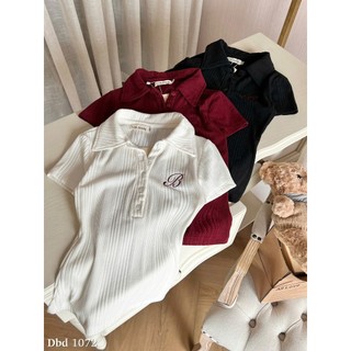 Áo Thun Nữ Chữ B Thun Ngắn Tay Cổ Bẻ Polo Co Giãn Xinh Xắn QCCC Cao Cấp