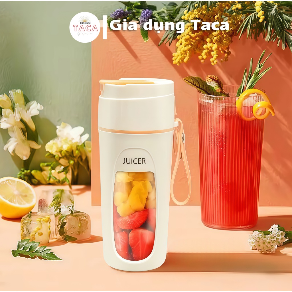Máy Xay Sinh Tố Cầm Tay, Dung tích 340ml, tích hợp 10 lưỡi dao, xay sinh tố, đá bào, máy xay mini