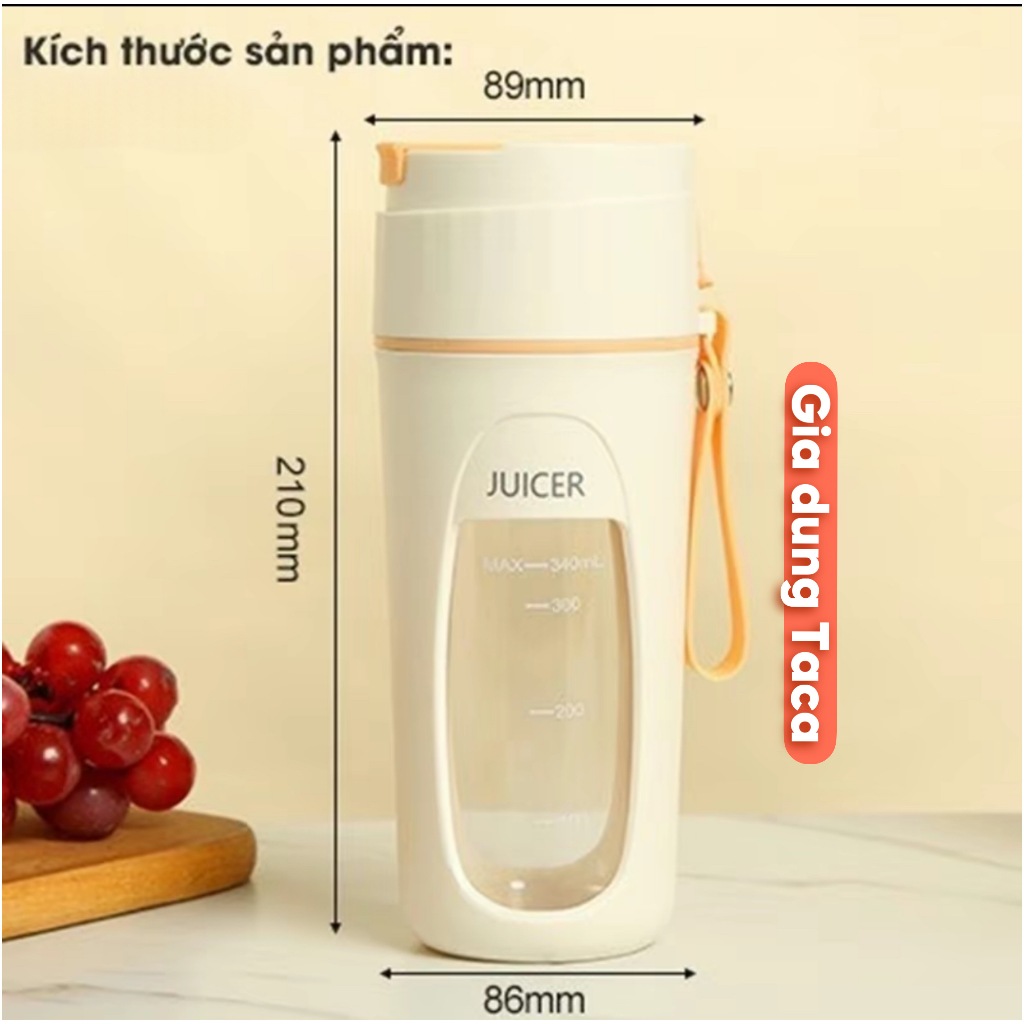 Máy Xay Sinh Tố Cầm Tay, Dung tích 340ml, tích hợp 10 lưỡi dao, xay sinh tố, đá bào, máy xay mini