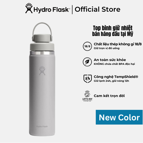 Bình giữ nhiệt 710ml Hydro Flask Wide Flex Chug Cap 24oz chính hãng, giữ nhiệt tốt, an toàn sức khỏe