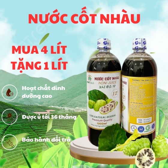 Nước cốt nhàu nguyên chất Noni Gold I Combo 2 lít