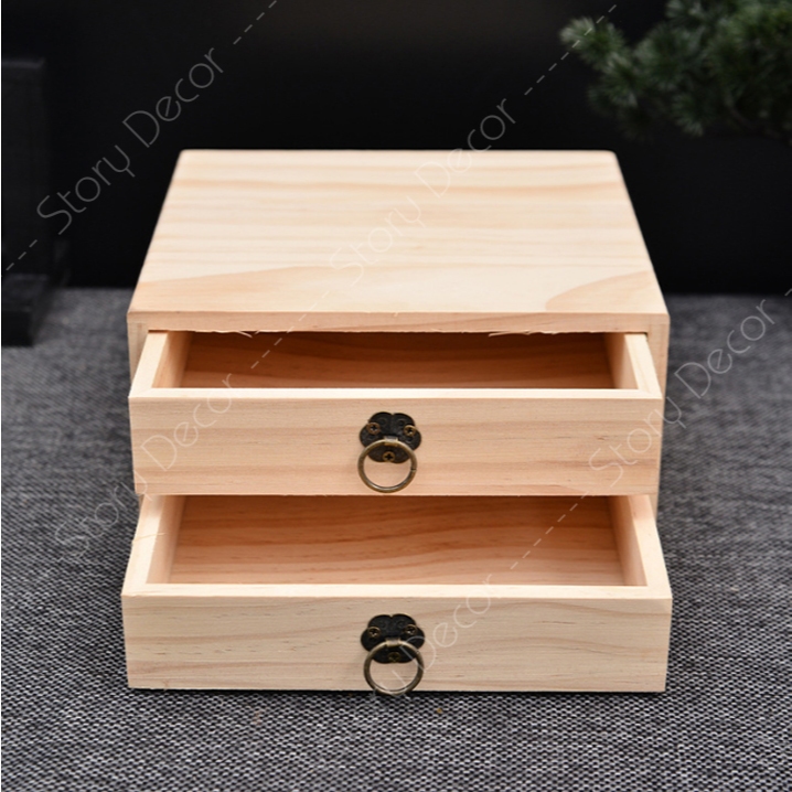Hộp gỗ có ngăn kéo, dùng để đựng trang sức, phụ kiện hoặc đồ vật nhỏ đa năng