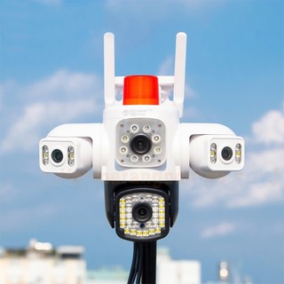 Camera IP wifi ngoài trời Yoosee F50 PTZ 4 mắt 3 màn hình phân giải 1920P x 3240 FullHD+ 2 Râu -hồng ngoại led trợ sáng