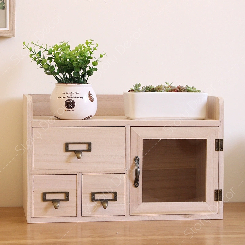 Hộp đựng đồ trang điểm, vật dụng cá nhân bằng gỗ, ngăn kéo nhỏ để sắp xếp mỹ phẩm, đồ trang sức trên bàn trang điểm