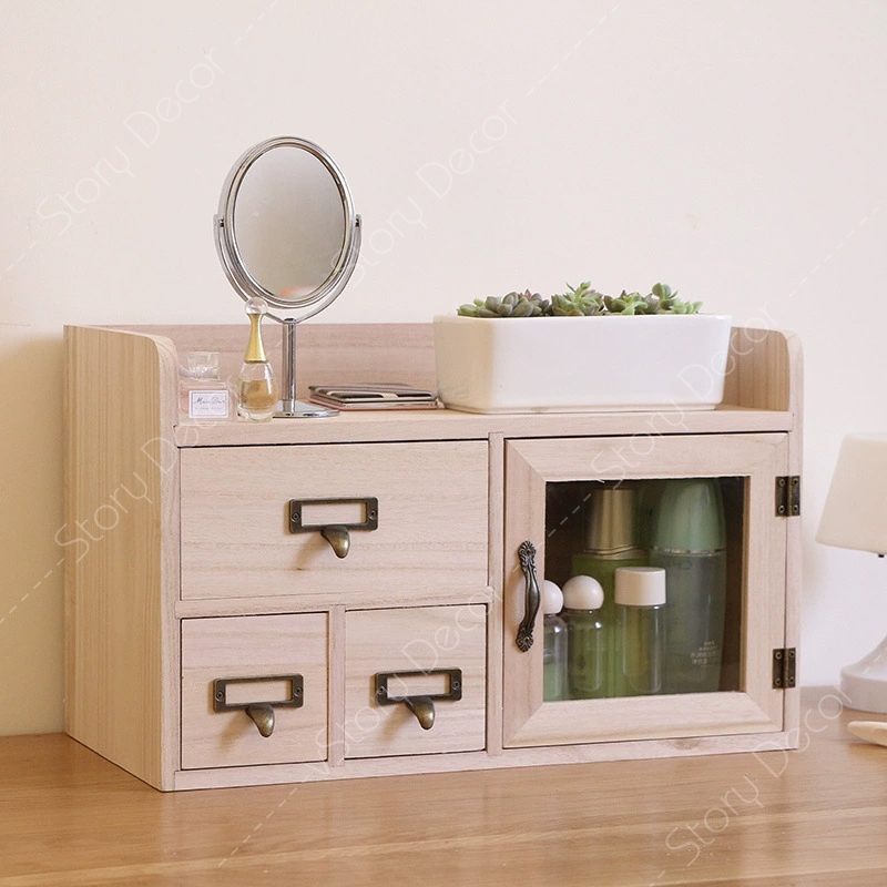 Hộp đựng đồ trang điểm, vật dụng cá nhân bằng gỗ, ngăn kéo nhỏ để sắp xếp mỹ phẩm, đồ trang sức trên bàn trang điểm