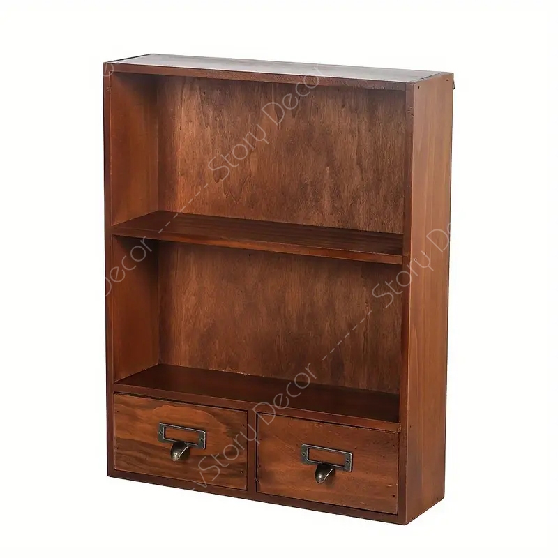 Kệ gỗ vintage đa năng, trang trí và lưu trữ đồ vật nhỏ như mỹ phẩm, máy ảnh, lọ đựng gia vị, hoặc đồ lưu niệm, mô hình