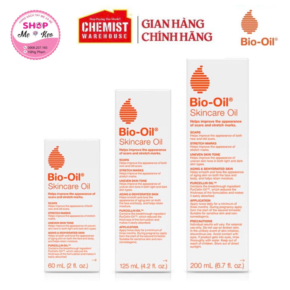 ✨Tinh dầu dưỡng ẩm, giảm sẹo, phòng rạn da Bio-oil skincare 60ml, 125ml, 200ml Của Úc