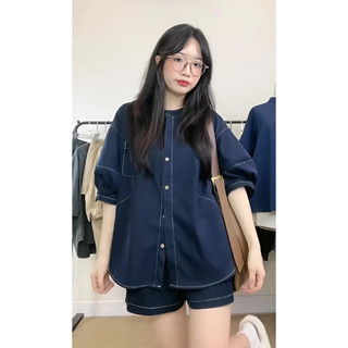 Set áo chỉ nổi cộc tay kèm quần short ống rộng HaChangStore - S220