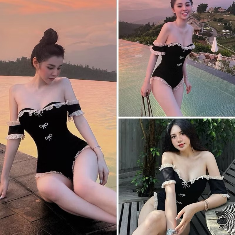 Ảnh BiKINi liền thân phối viền bèo đính nơ 1