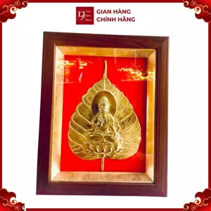 Tranh Đồng Lá Bồ Đề , Mạ Vàng 24k ( 20x25cm ) - Cửu Diệu Thiên - BĐ003