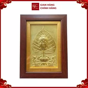 Tranh Đồng Lá Bồ Đề Tượng Phật A-Di-Đà ( 15x20cm ) - Cửu Diệu Thiên - BD007