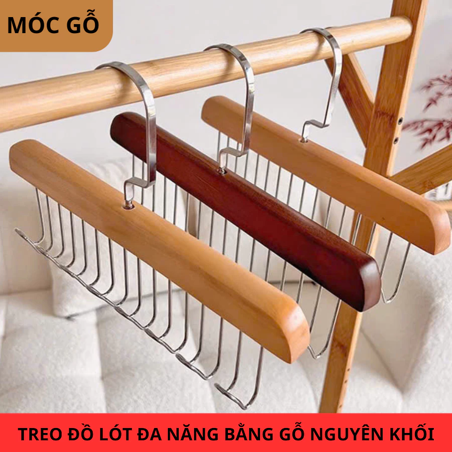 3 MÓC GỖ- Móc Phơi Bằng Gỗ 8 nhánh Treo Đồ Đa Năng, Móc Gỗ Treo Đồ Lót