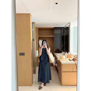 Jenny set - set jean áo cộc tay chân váy dài Ma Vie