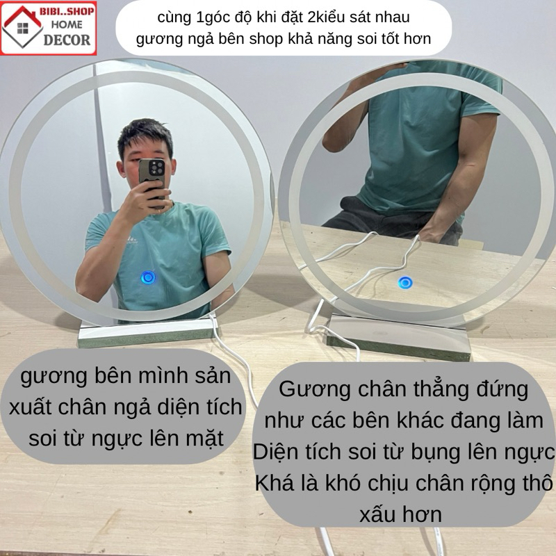 Gương tròn để bàn trang điểm có đèn led cảm ứng cao cấp BiBi..Shop