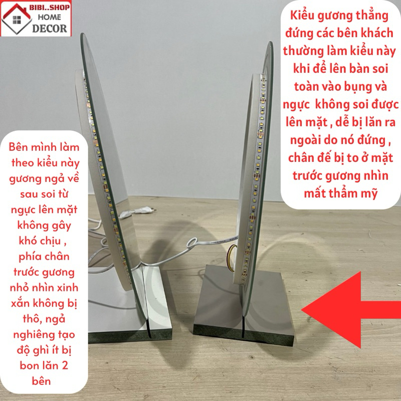Gương tròn để bàn trang điểm có đèn led cảm ứng cao cấp BiBi..Shop