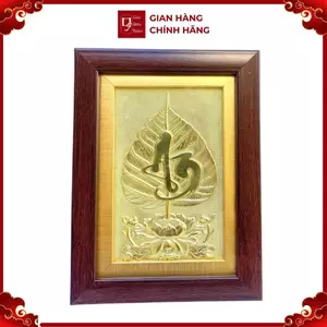 Tranh Đồng Lá Bồ Đề Chữ An ( 15x20cm ) - Cửu Diệu Thiên - BD010
