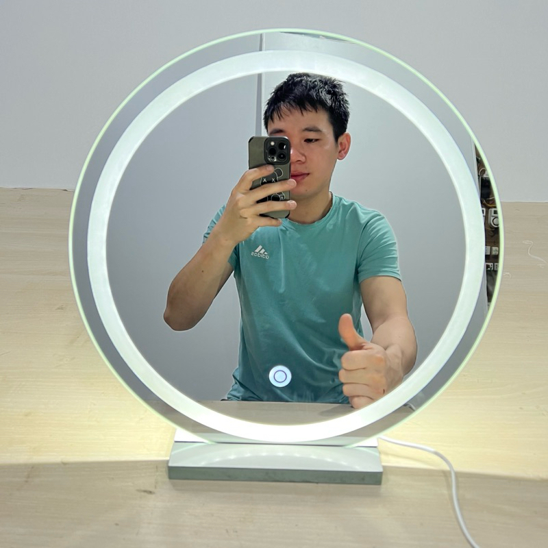 Gương Tròn Để Bàn Trang Điểm Cảm Ứng Led Cao Cấp WONHO