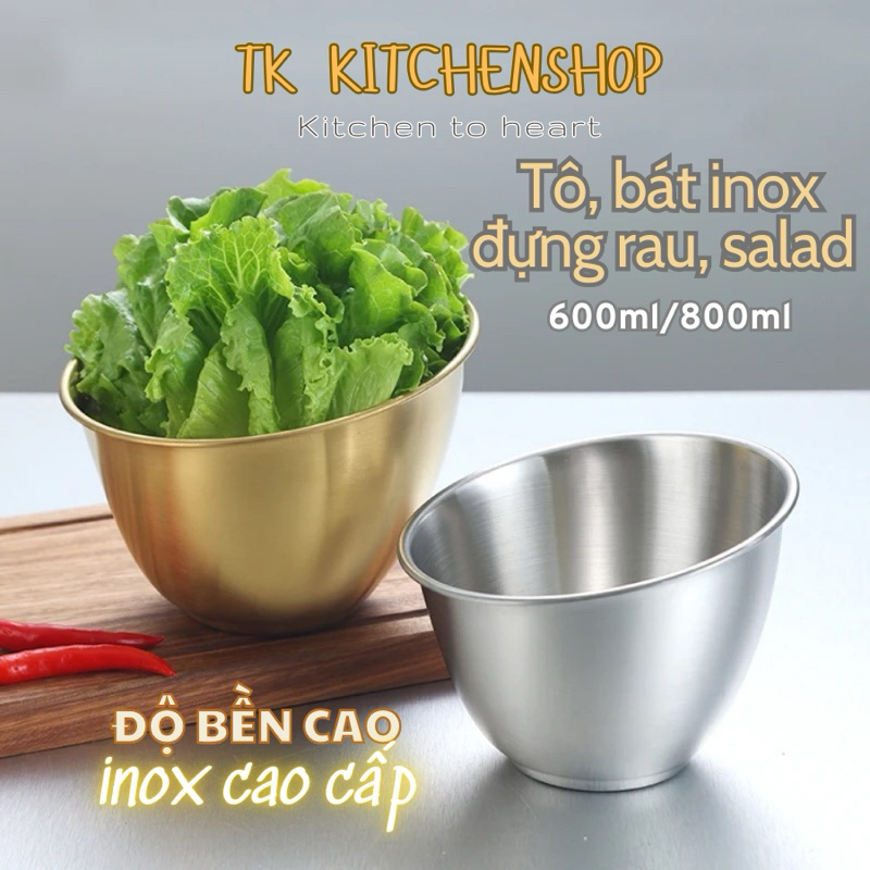 Tô inox miệng vát đựng rau lẩu, tô inox đựng Salad , rau củ, hoa quả ...