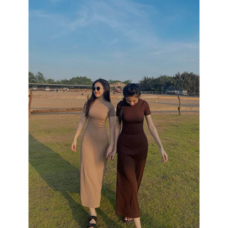 Đầm body / đầm xoè tay ngắn  xẻ tà dáng dài maxi bên cách điệu thời trang hot hiện nay