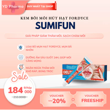 KEM BÔI MÔI HÚT HẠT FORDYCE MÔI SUMIFUN 20GR, GIẢM THÂM MÔI, SẠCH CHÀM MÔI, HERPES MÔI, DƯỠNG MÔI MỀM MƯỚT MỊN YD Pharma