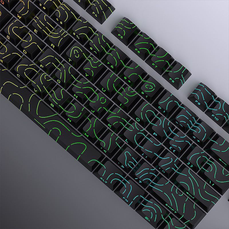 Keycap pbt xuyên led vân Topographic 4.0 dùng cho bàn phím cơ led RGB ...
