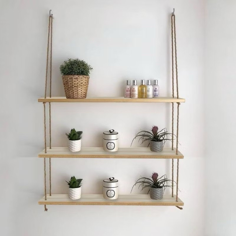 Kệ Gỗ Treo Tường Trang Trí Decor Treo Dây - Tặng Kèm Đinh Và Dây Treo