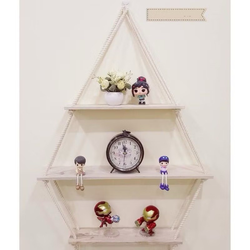 Kệ Gỗ Treo Tường Trang Trí Decor Treo Dây - Tặng Kèm Đinh Và Dây Treo