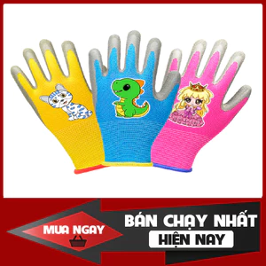 {CHỌN MÀU} Găng tay làm vườn cho bé phủ cao su sần nhiều màu, găng tay lao động, găng tay phủ PU
