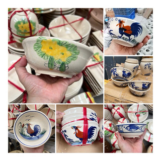 Chén/Tô Gốm Vẽ Gà/Cá Ăn Cơm Cao Cấp 12.5cm/16cm Dáng Loe - Hàng Đẹp Loại 1 - Gốm Xưa Lái Thiêu Cho Người Hoài Niệm