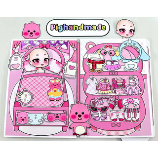 Đồ chơi bóc dán Ngôi nhà Loopy Gacha - Búp bê giấy Pighandmade