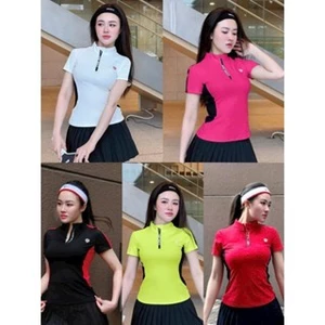ÁO NGẮN TAY CỔ KÉO KHÓA QUẢNG CHÂU CAO CẤP CHƠI PICKLEBALL GOLF TENNIS NỮ