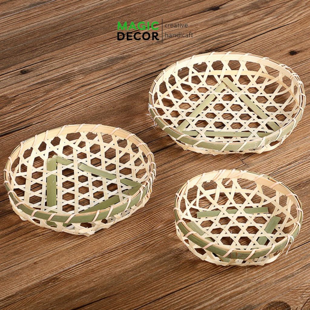 Rổ rá tre mắt cáo đựng trái cây, bánh kẹo decor trang trí phong cách ...