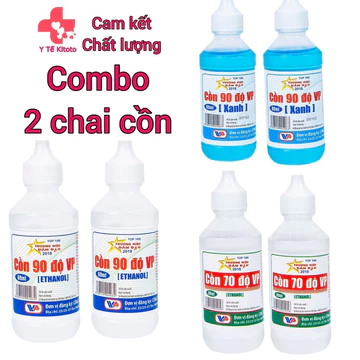 Combo 2 chai cồn 90 độ và cồn 70 độ Vĩnh Phúc 60ml Sát Khuẩn, Tiệt Trùng, y tế kitoto có ship hỏa tốc hcm