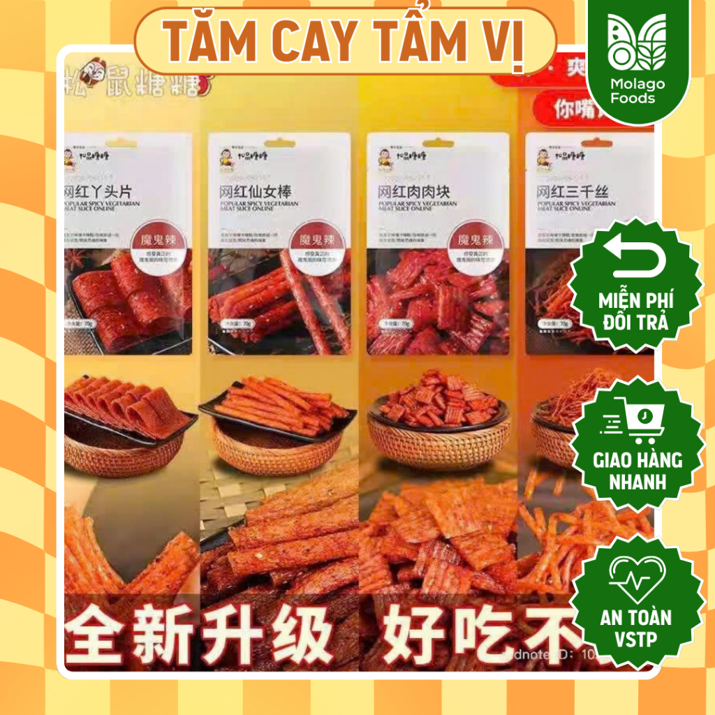 Combo 4 gói Que cay tăm cay tẩm vị ăn liền nội địa Trung ăn vặt MOLAGO ...