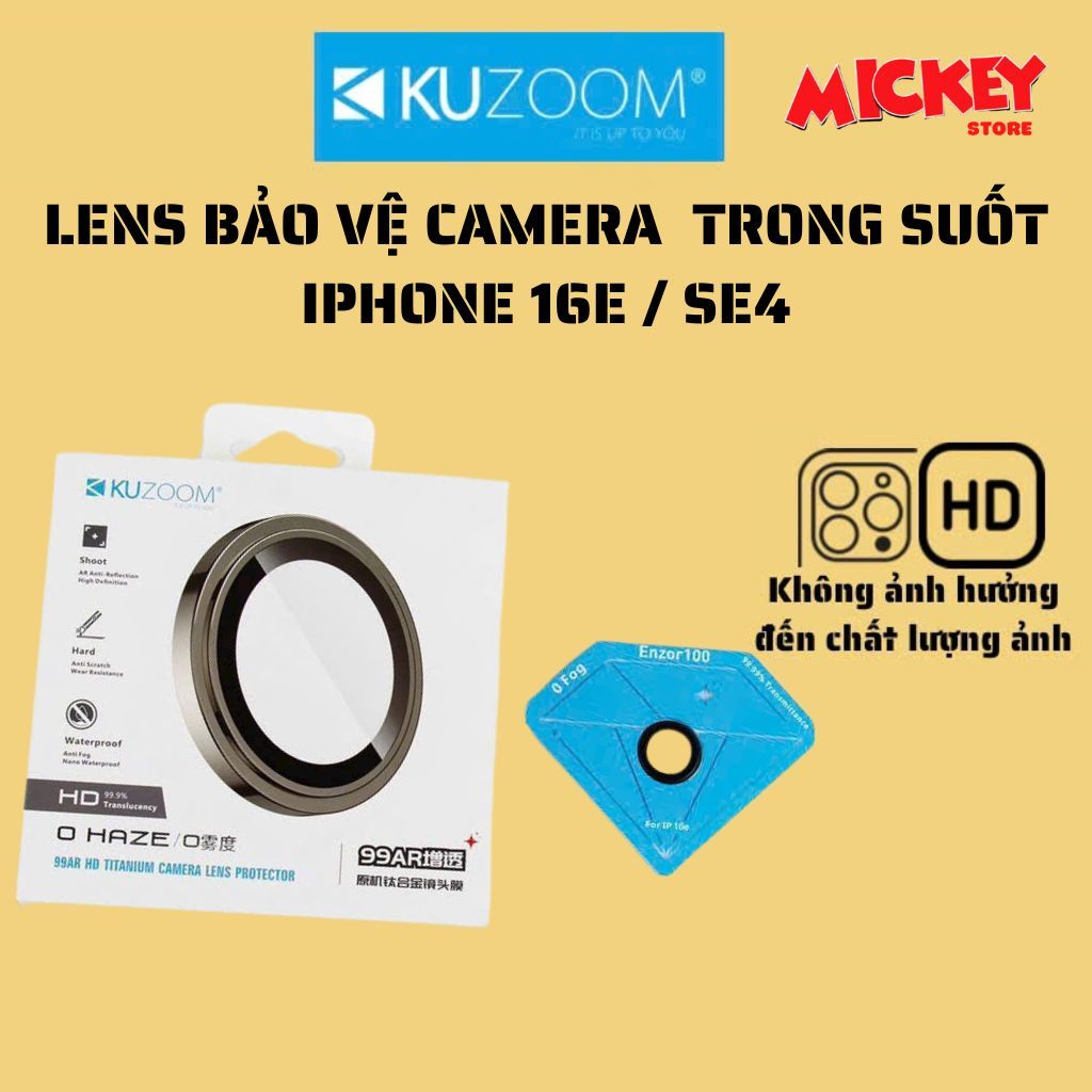 Kính Cường Lực Bảo Vệ Camera Lens Kuzoom Cho iPhone 16E / SE4 – Bảo Vệ Đẳng Cấp, Hình Ảnh Hoàn Hảo