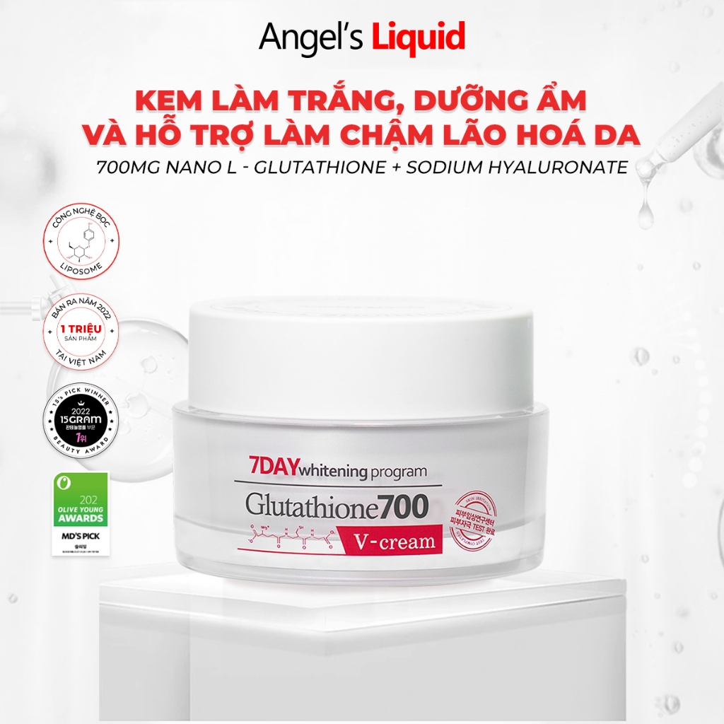 Ảnh Kem Dưỡng Trắng Da Cấp Ẩm Đa Tầng Angel's Liquid 7 Day Whitening Program Glutathione 700 V-Cream 50ml 1