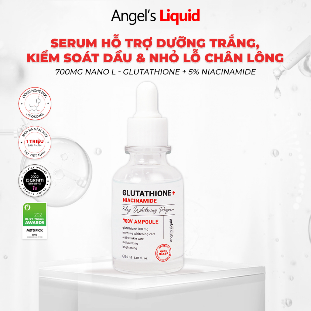 Ảnh Serum Dưỡng Trắng Se Khít Lỗ Chân Lông Angel's Liquid Glutathione + Niacinamide Ampoule 30ml 1