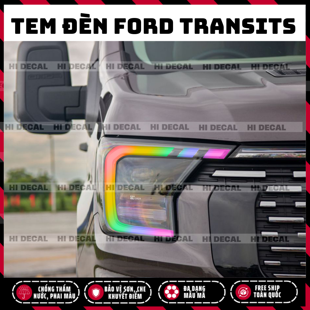 Tem dán đèn Transit 2024 - 2025, decal dán đèn Transit chống nước, bền màu, bảo vệ xe