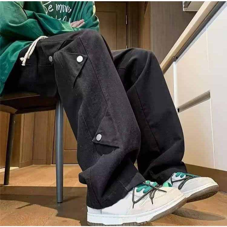 Quần Kaki Nam Nữ Ống Rộng 6 nút Sườn Phong Cách Hàn Quốc, jogger form rộng bigsize 40-75kg UNISEX K1