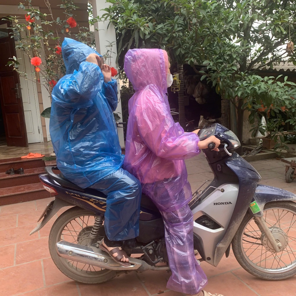 Combo 10 Bộ áo mưa  đi phượt loại dày quần chun áo có dây buộc ở mũ  A1 A2