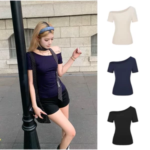 Áo Thun Lệch Vai Ôm Body Tôn Dáng, Áo Trễ Vai Form Ngắn Siêu Xinh Cho Nữ