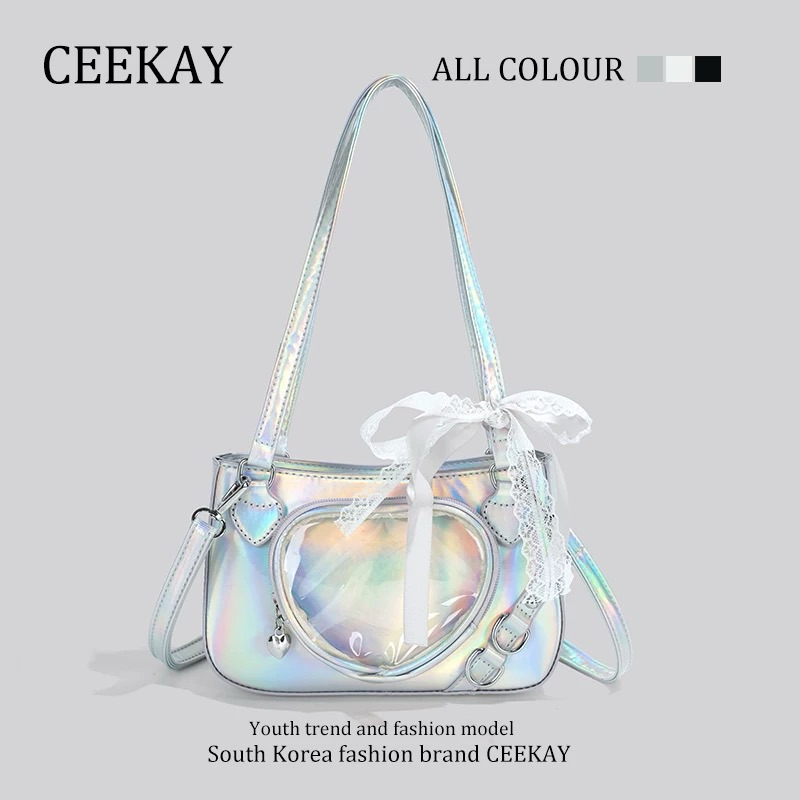 [Ceekay] Túi Xách Nữ Ceekay Baguette Ánh Bạc Hologram - Kèm Nơ Ren ...