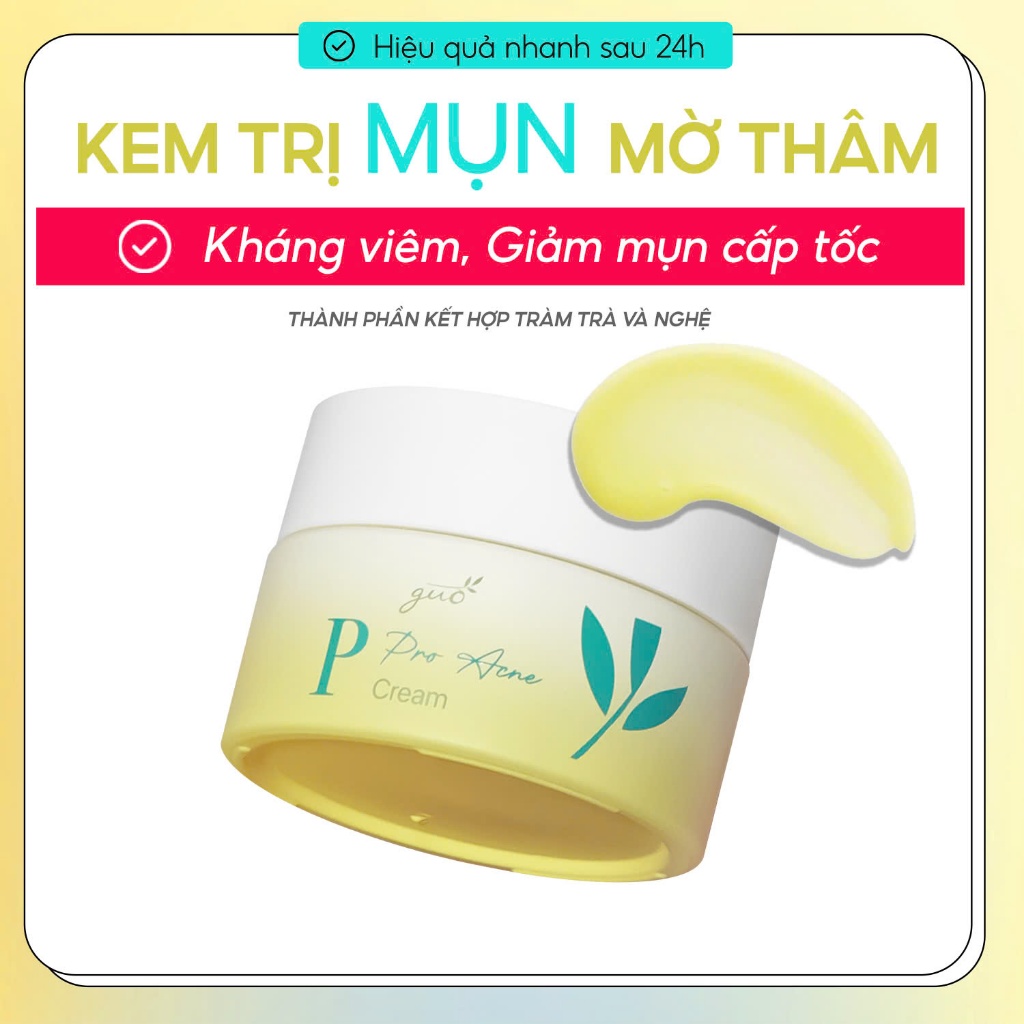 Ảnh Kem giảm mụn, mờ thâm mụn trà nghệ, 0% khô da GUO 30g 1